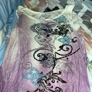 Purple and Blue Graphic Women's Top